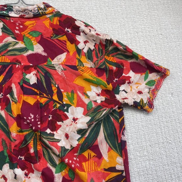 Urban Renewal Remnants Upcycled Panel Embroidery Cabana Shirt Floral AOP Sz S - Picture 14 of 16